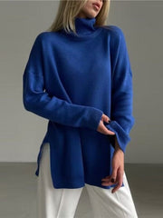 Oversized Long Turtleneck Sweater with Side Slit - 2025 3