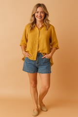 Aleksandra | Ruffled shirt blouse with a loose fit 3