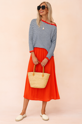 Amelia | Striped sweater with contrasting trim 0