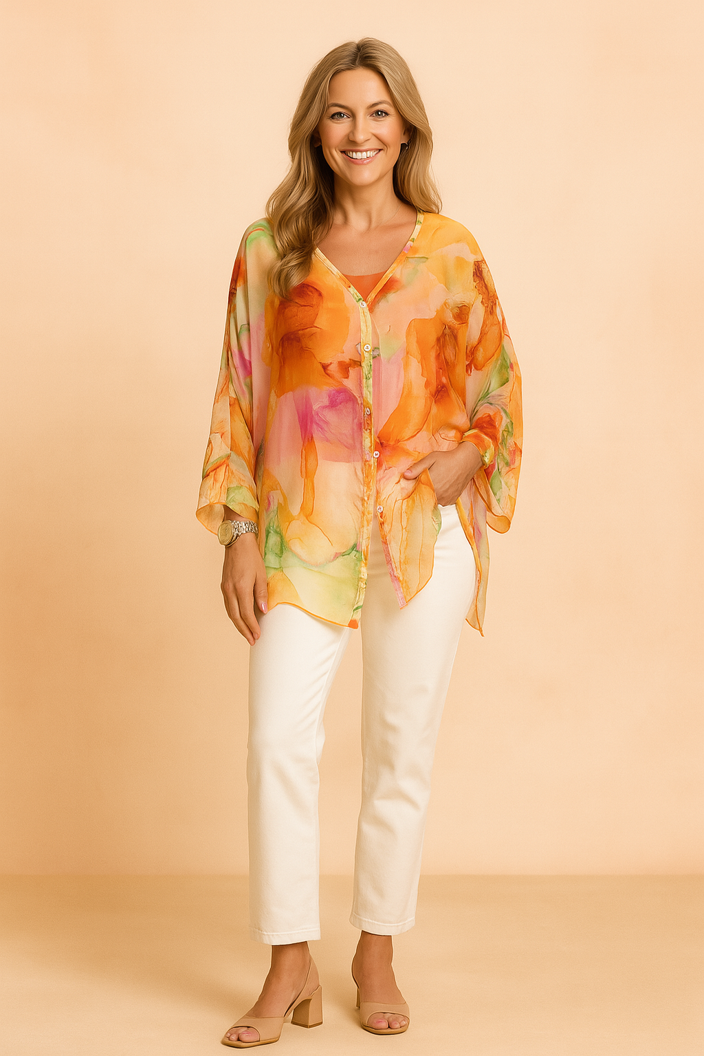 Aurora | Airy blouse with an artistic pattern 0