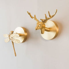 Brass Animal Wall Hook Rack Gold Accents 2