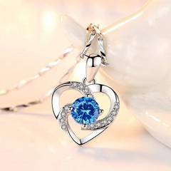 Crystal Heart Necklace - 925 Sterling Silver Pendant CZ Crystal 2