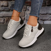 Cushioned Low-Top Sneakers for Women – Zipper Accent Design 0
