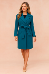 Elegant women's winter coat with a belt and pockets 0