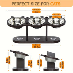 Elevated cat bowl with 3 stainless steel bowls 3