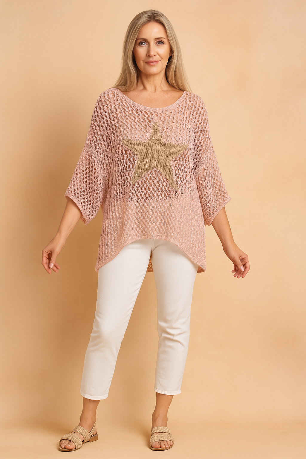 Ewa | Openwork Blouse with a Glamorous Star 0