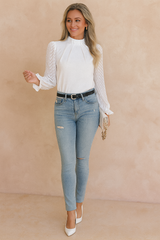 Georgia | Stylish Blouse with Sheer Sleeves 1