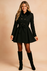 Izabela | Short double-breasted coat with a belt 3