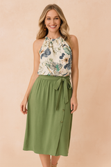 Joanna | Summer blouse with a floral print and tie detail 0