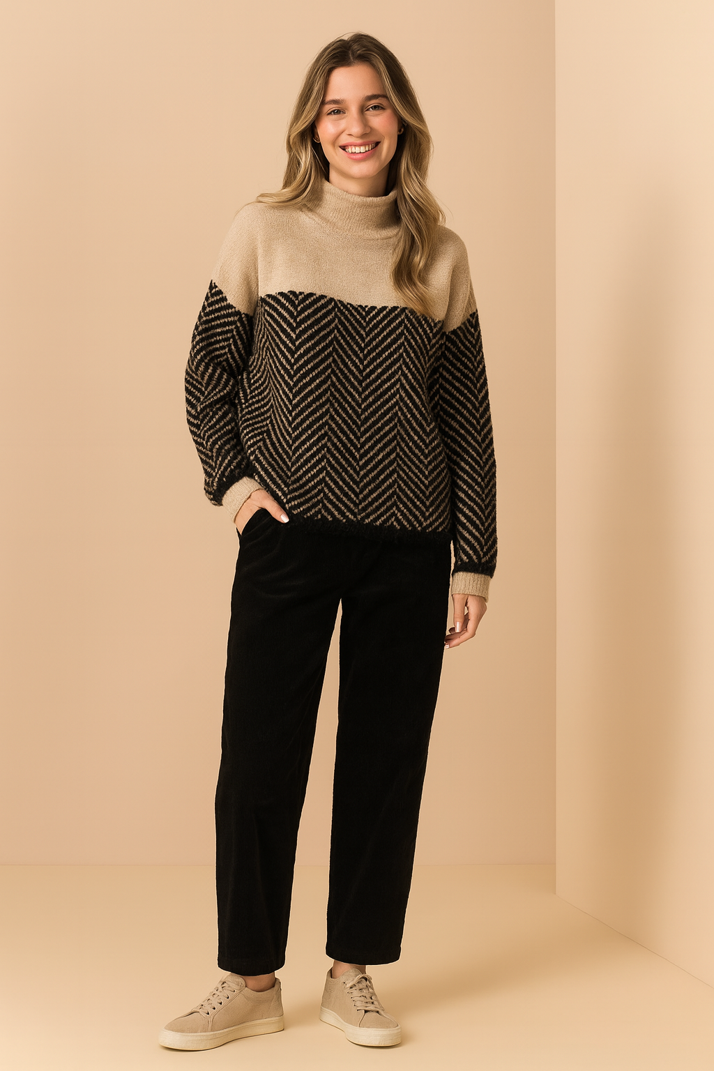 Klara | Geometric panel sweater 0