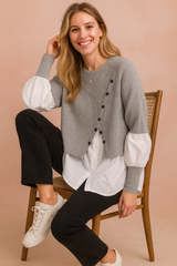 Klaudia | Fashionable layered sweater with a shirt effect 0