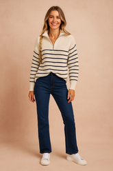 Laura | Striped sweater with a collar 0