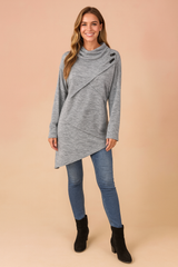 Lidia | Asymmetrical sweater with a decorative clasp 3