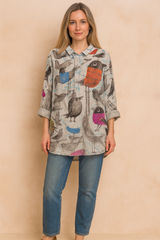 Lillian | | Loose-fitting shirt with a charming bird motif 0