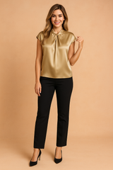Livia | Elegant blouse with draped neckline 0
