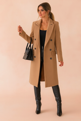 Long women's winter coat, double-breasted, elegant, business style 0