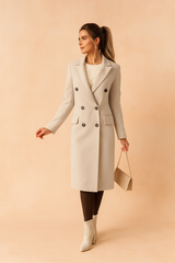 Long women's winter coat, double-breasted, elegant, business style 1
