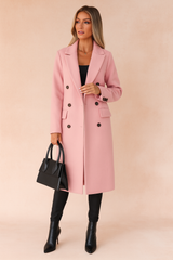 Long women's winter coat, double-breasted, elegant, business style 3
