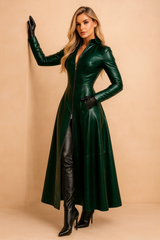 Long women's winter coat with hood, elegant gothic style 2