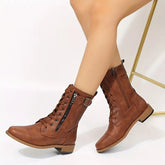 Low-Cut Lace-Up Boots for Women – Stylish & Comfortable 0