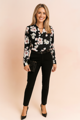 Lyona | Elegant floral V-neck blouse 0