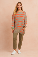 Magda | Oversized striped sweater with a boat neckline 1