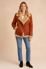Magdalena | Aviator jacket with sheepskin and stripes 0