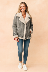 Magdalena | Aviator jacket with sheepskin and stripes 2