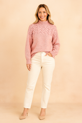 Marta | Sweater with a knitted pattern at the top 1