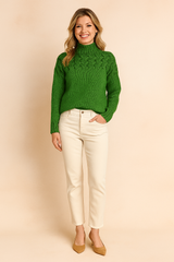 Marta | Sweater with a knitted pattern at the top 2
