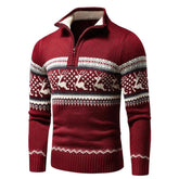 Men's Festive Christmas Sweater Warm Knit with Zipper 0