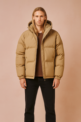 Men's Quilted Winter Jacket with Hood and Zipper 1