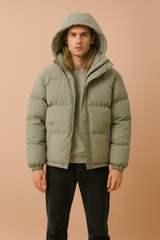 Men's Quilted Winter Jacket with Hood and Zipper 3