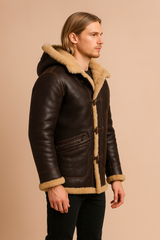Men's winter jacket with a hood, insulated with fur 1