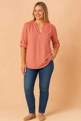 Nessa | Zippered blouse with 3/4 sleeves 2
