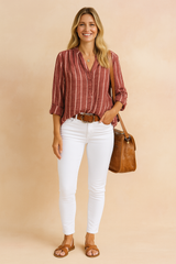 Nori | Striped blouse with collar and buttons 0