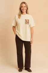 Oliwia | T-shirt with a floral pocket 0