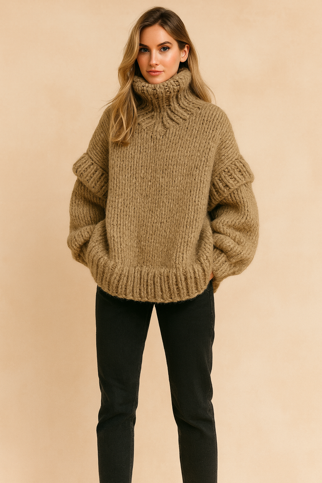 Oversize Chunky Knit Pullover | Warm Turtleneck Sweater 0