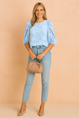 Rosana | Elegant floral blouse with puff sleeves 3