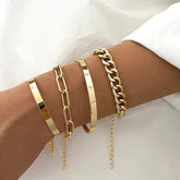Set of Women's Bracelets in Gold Color - Elegant Jewelry for Every Occasion, Adjustable Length, Modern Design 0