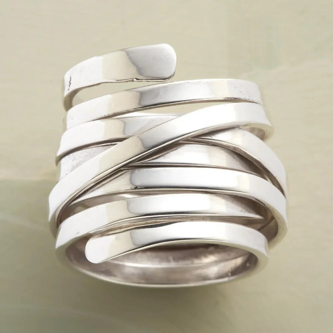 Thick Silver Layered Ring – Elegant Jewelry for Every Occasion, High Quality Silver, Stylish Design 0