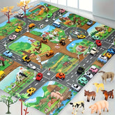 VibrantPlay | Kids’ Interactive Play Mat – Colorful Farm and Traffic Scene Design 0