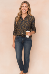 Weronika | Elegant Shirt Blouse with a Vintage Pattern 0