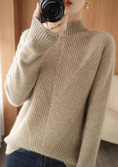 Women's Fashion High Neck Knitted Sweater - Elegance and Comfort for Fall