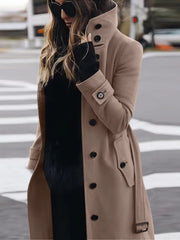 Amelia | Double-breasted coat with a high stand-up collar