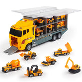 Portable Kids Construction Vehicle Playset – Mini Trucks, Excavators, and Storage Case for Easy Transport