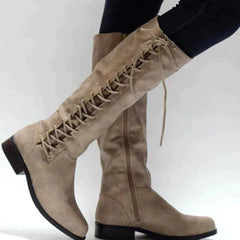 Women's Lace-Up Knee-High Boots | Flat 2