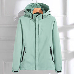 Women's long-sleeved rain jacket with hood 0