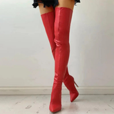 Women's over-the-knee boots with a high heel and a zipper and a pointed toe | Thigh-high 0