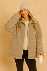 Women's oversized winter jacket with hood and zipper 0